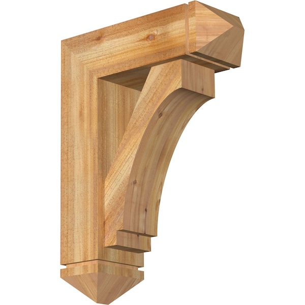 Ekena Millwork Imperial Arts and Crafts Rough Sawn Bracket w/ Offset Brace, Western Red Cedar, 8"W x 24"D x 32"H BKT0806X24X32IMP03RWR - main